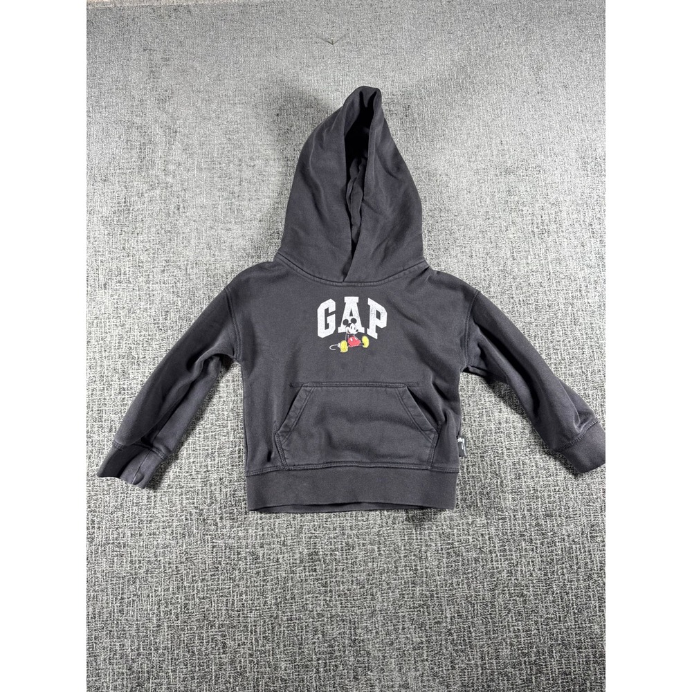 Gap x Disney Mickey Mouse Hoodie Toddler Boys 3T Faded Black Arch Sweatshirt